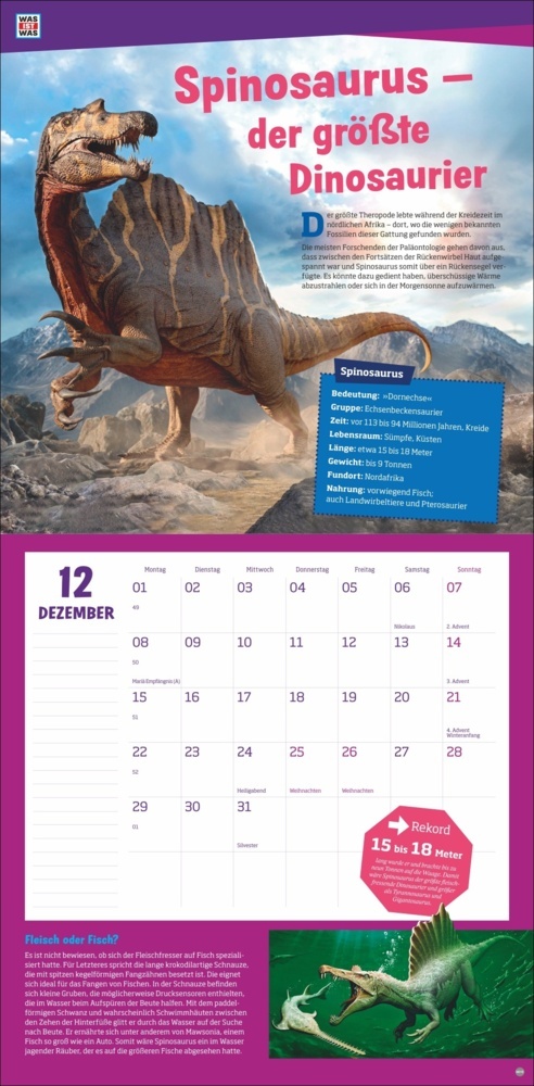 Bild: 9783756408412 | WAS IST WAS Dinosaurier Broschurkalender 2025 | Kalender | 28 S.