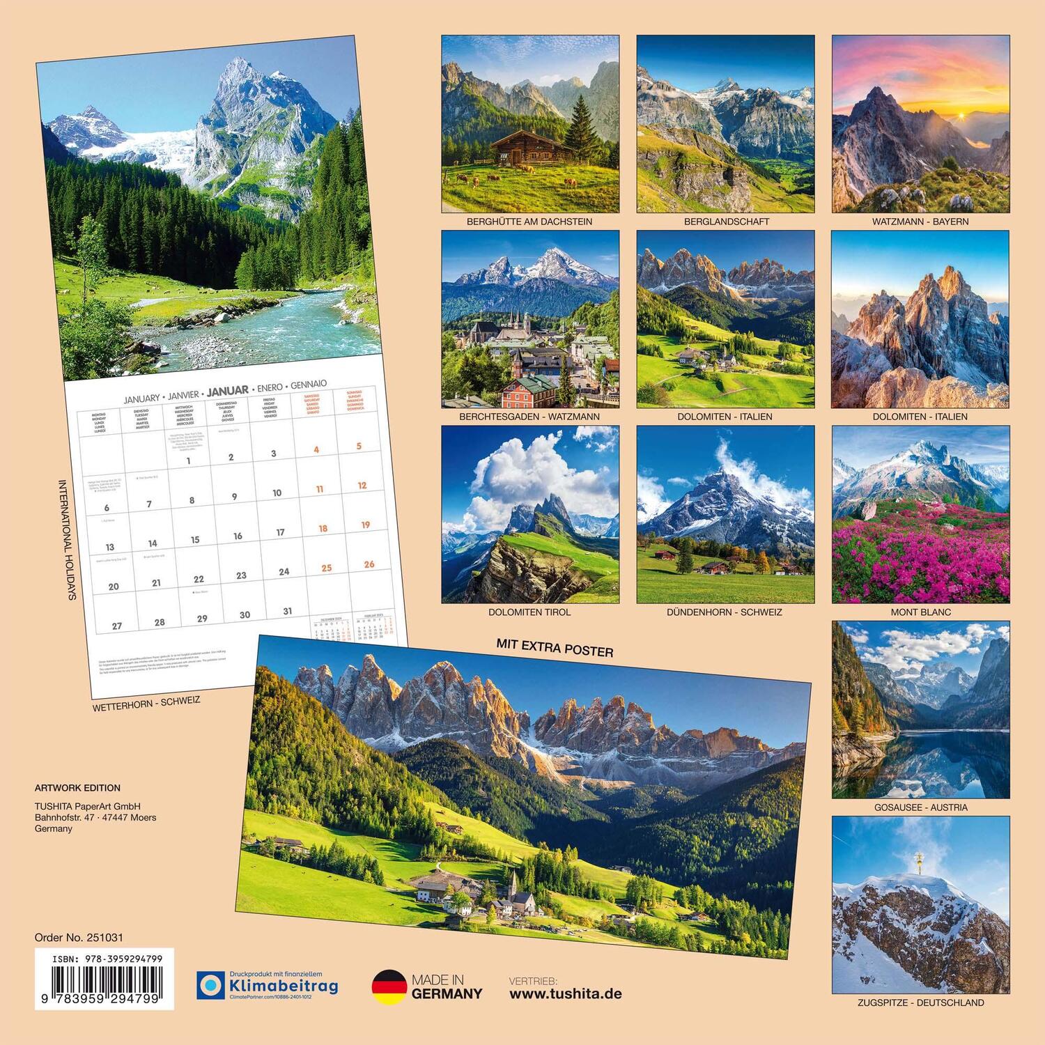 Rückseite: 9783959294799 | Alpen 2025 | Kalender 2025 | Kalender | Artwork Edition | 28 S. | 2025