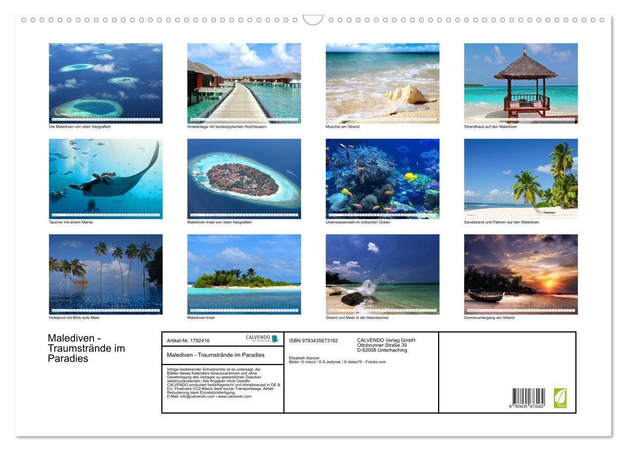 Bild: 9783435673162 | Malediven - Traumstrände im Paradies (Wandkalender 2025 DIN A2...