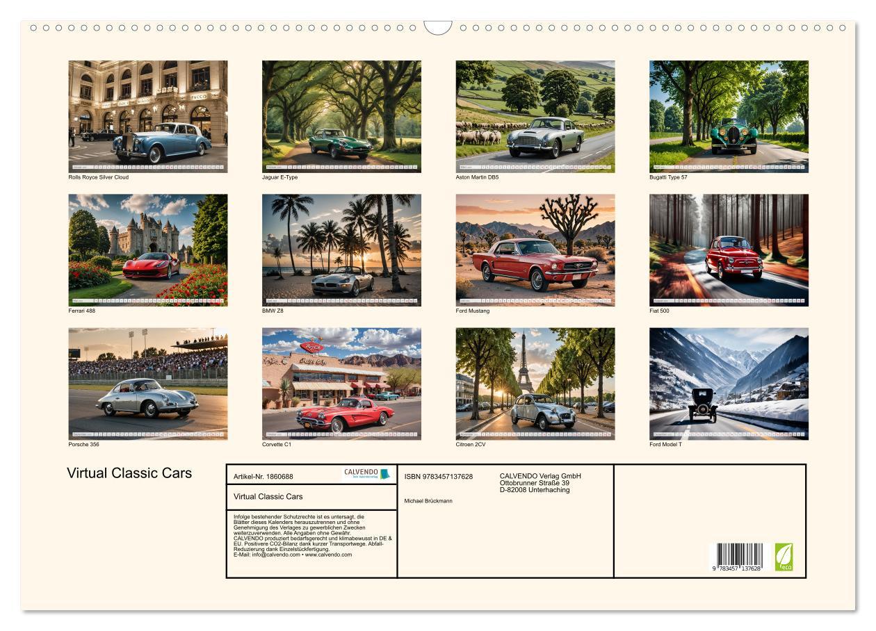 Bild: 9783457137628 | Virtual Classic Cars (Wandkalender 2025 DIN A2 quer), CALVENDO...