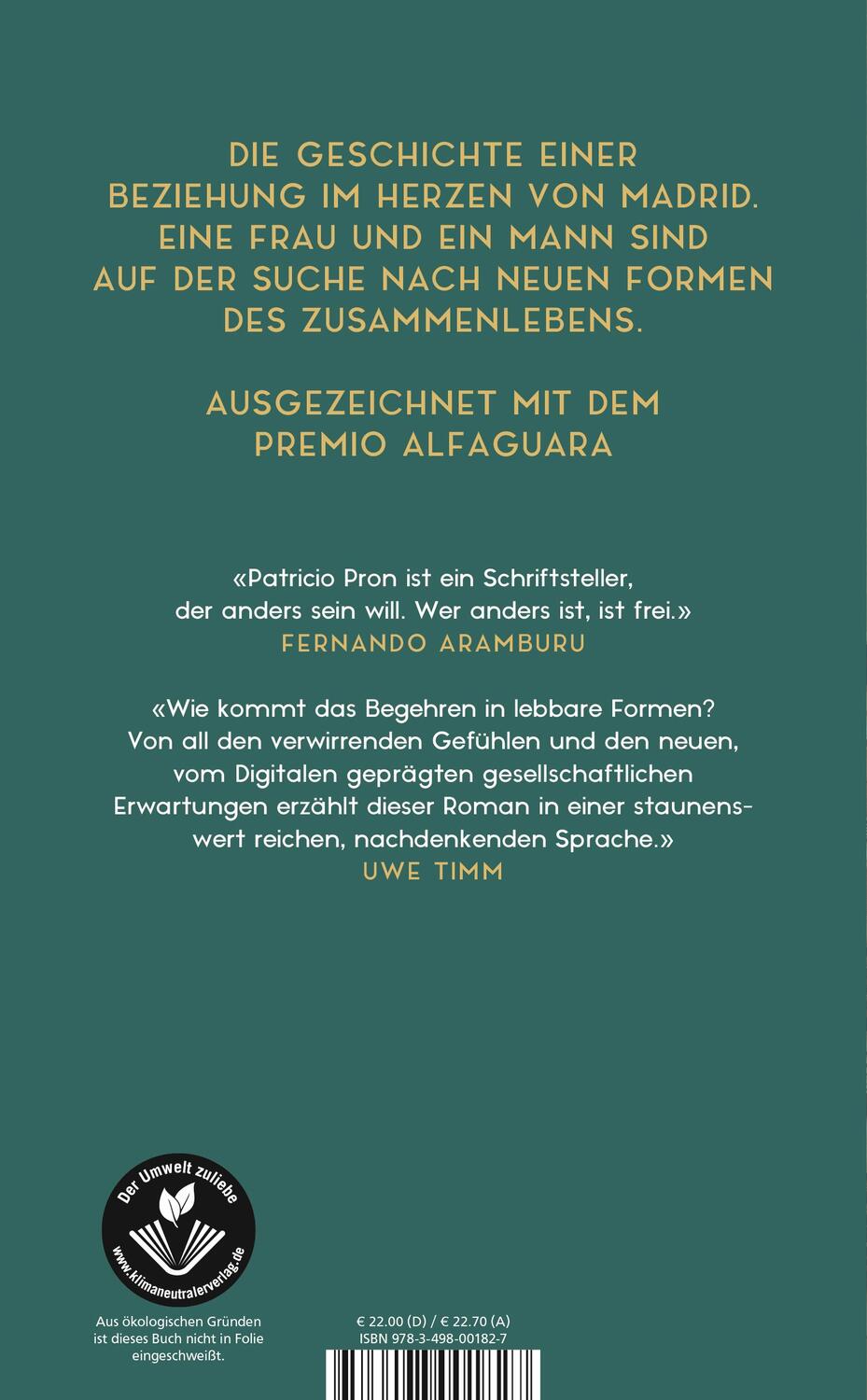 Rückseite: 9783498001827 | Morgen haben wir andere Namen | Patricio Pron | Buch | 336 S. | 2021