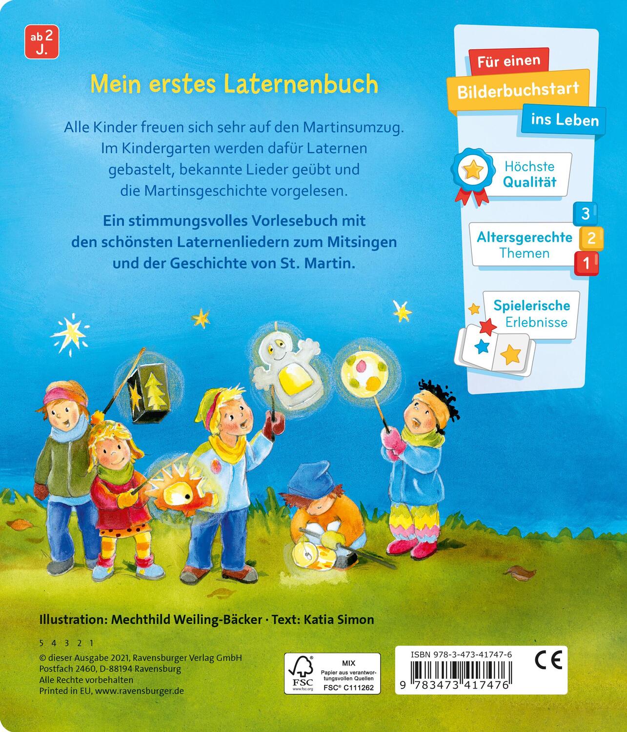 Rückseite: 9783473417476 | Laterne, Laterne | Katia Simon | Buch | 24 S. | Deutsch | 2021