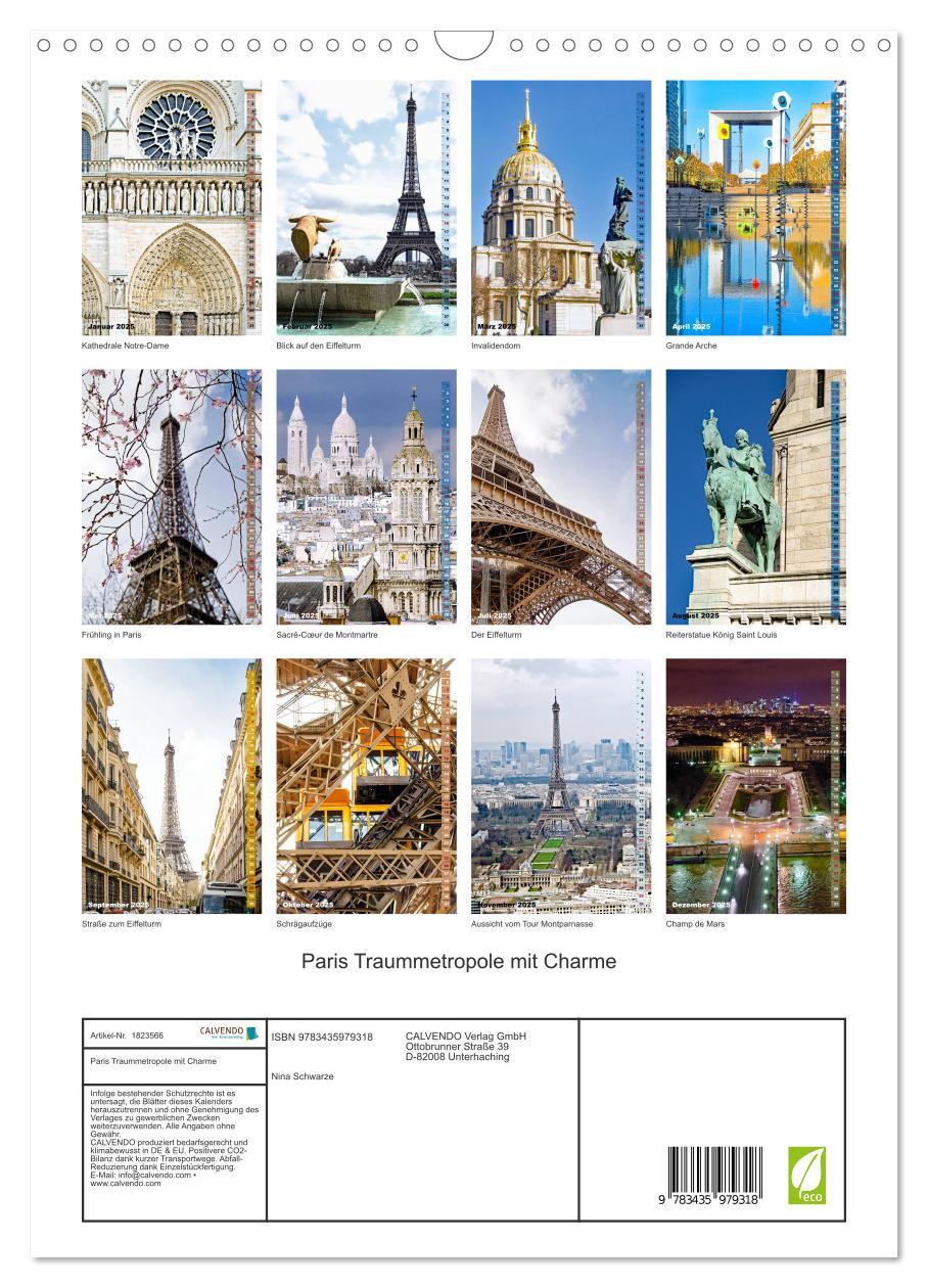 Bild: 9783435979318 | Paris Traummetropole mit Charme (Wandkalender 2025 DIN A3 hoch),...