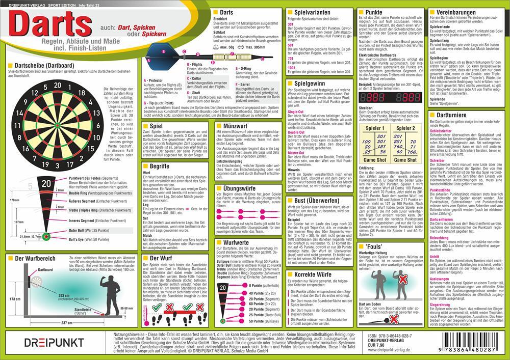 Cover: 9783864480287 | Darts | Regeln, Abläufe, Maße und Finish-Listen im Dartsport | Schulze