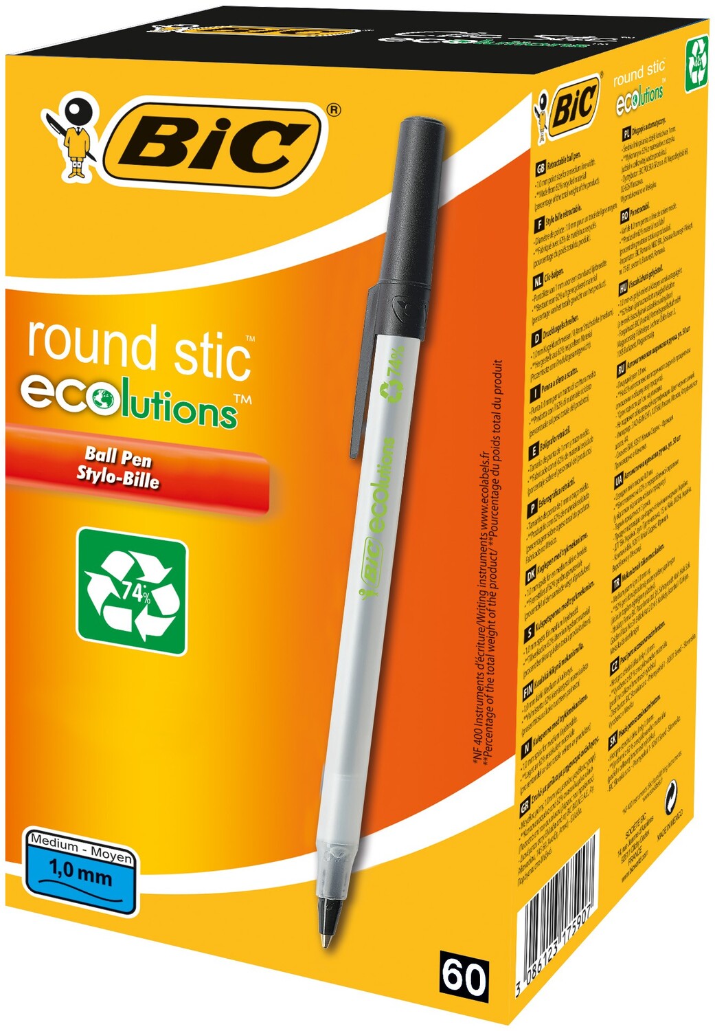 Cover: 3086123256644 | BIC Kugelschreiber ECOlutions Round Stic 0.4mm schwarz, 60er Set | BIC