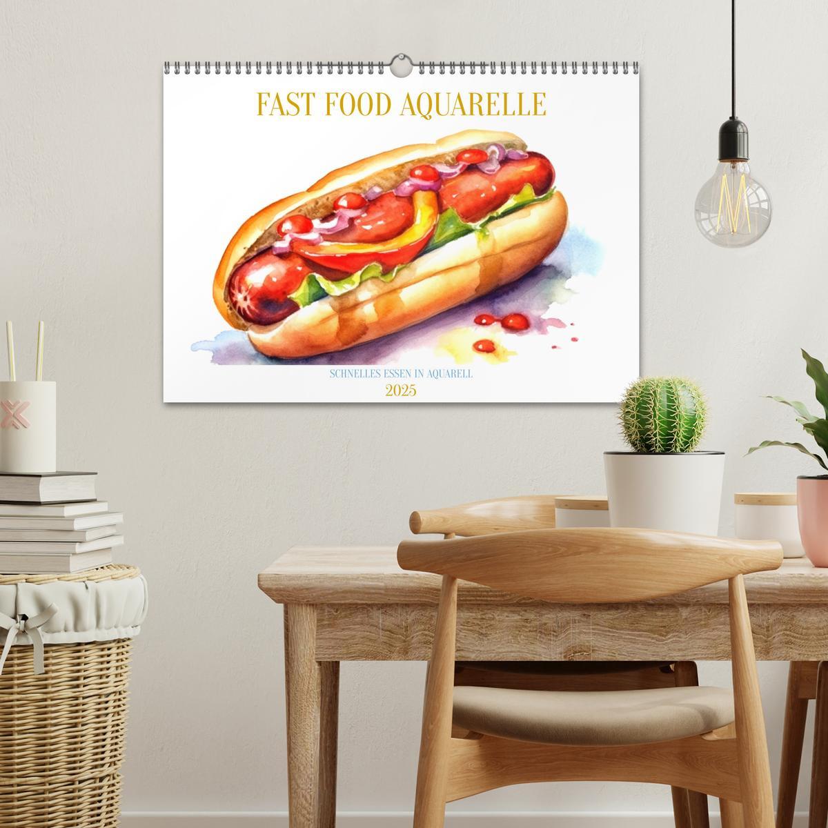 Bild: 9783435016525 | FAST FOOD AQUARELLE (Wandkalender 2025 DIN A3 quer), CALVENDO...