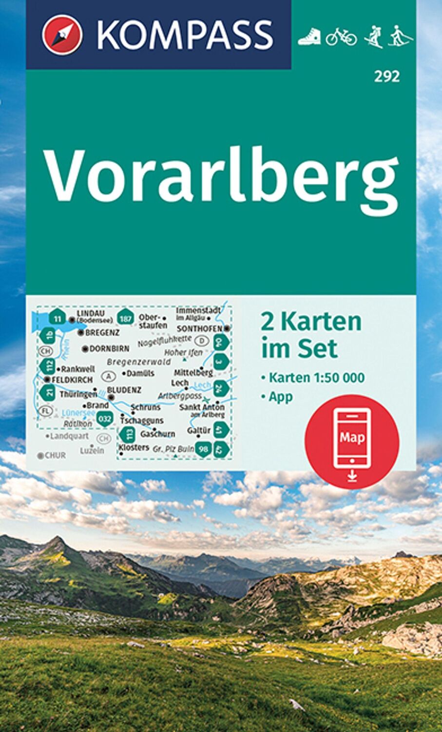 Cover: 9783991215585 | KOMPASS Wanderkarten-Set 292 Vorarlberg (2 Karten) 1:50.000 | GmbH