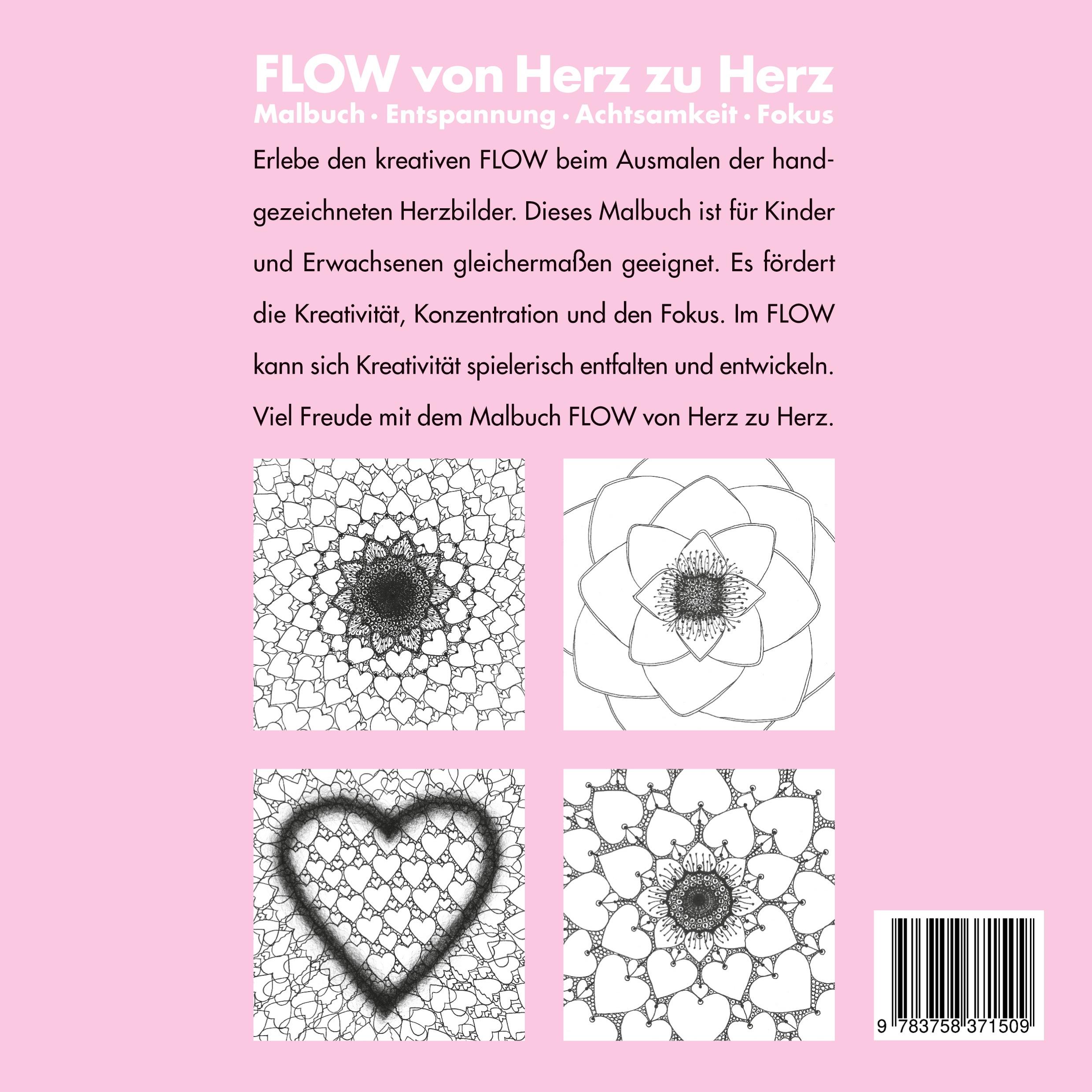 Rückseite: 9783758371509 | Flow von Herz zu Herz | Malbuch, Entspannung, Achtsamkeit, Fokus