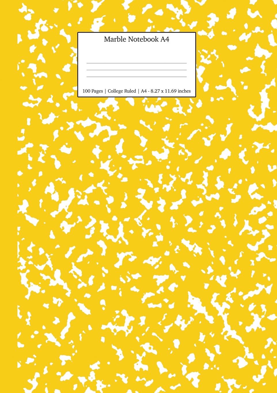 Cover: 9781989790519 | Marble Notebook A4 | Yellow Marble College Ruled Journal | Press