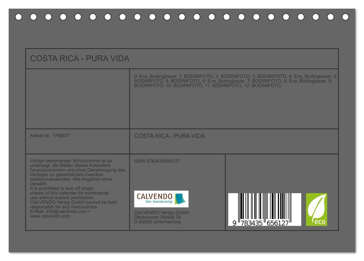 Bild: 9783435656127 | COSTA RICA - PURA VIDA (Tischkalender 2025 DIN A5 quer), CALVENDO...