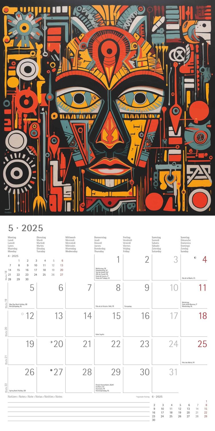 Bild: 4251732344344 | Tribal Art 2025 - Broschürenkalender 30x30 cm (30x60 geöffnet) -...