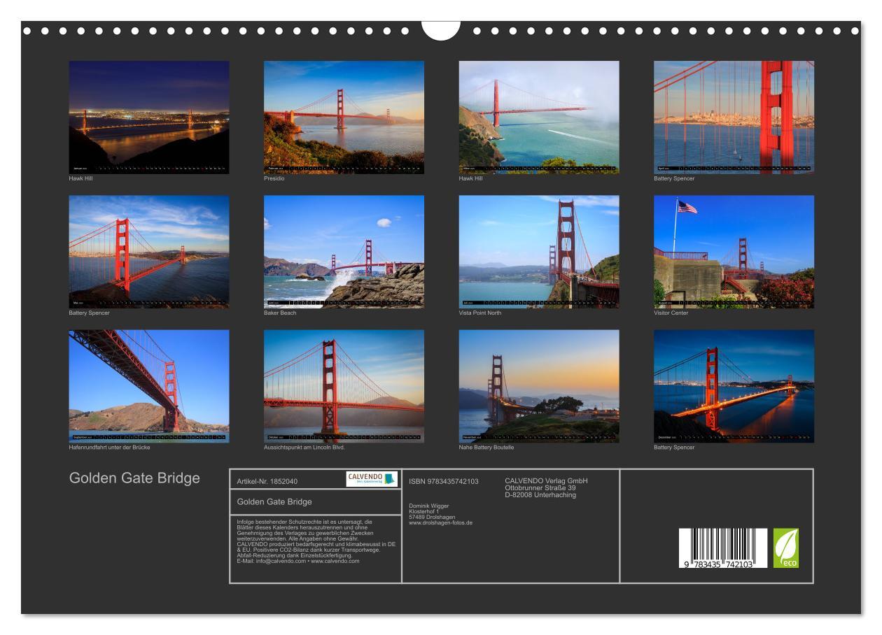 Bild: 9783435742103 | Golden Gate Bridge (Wandkalender 2025 DIN A3 quer), CALVENDO...