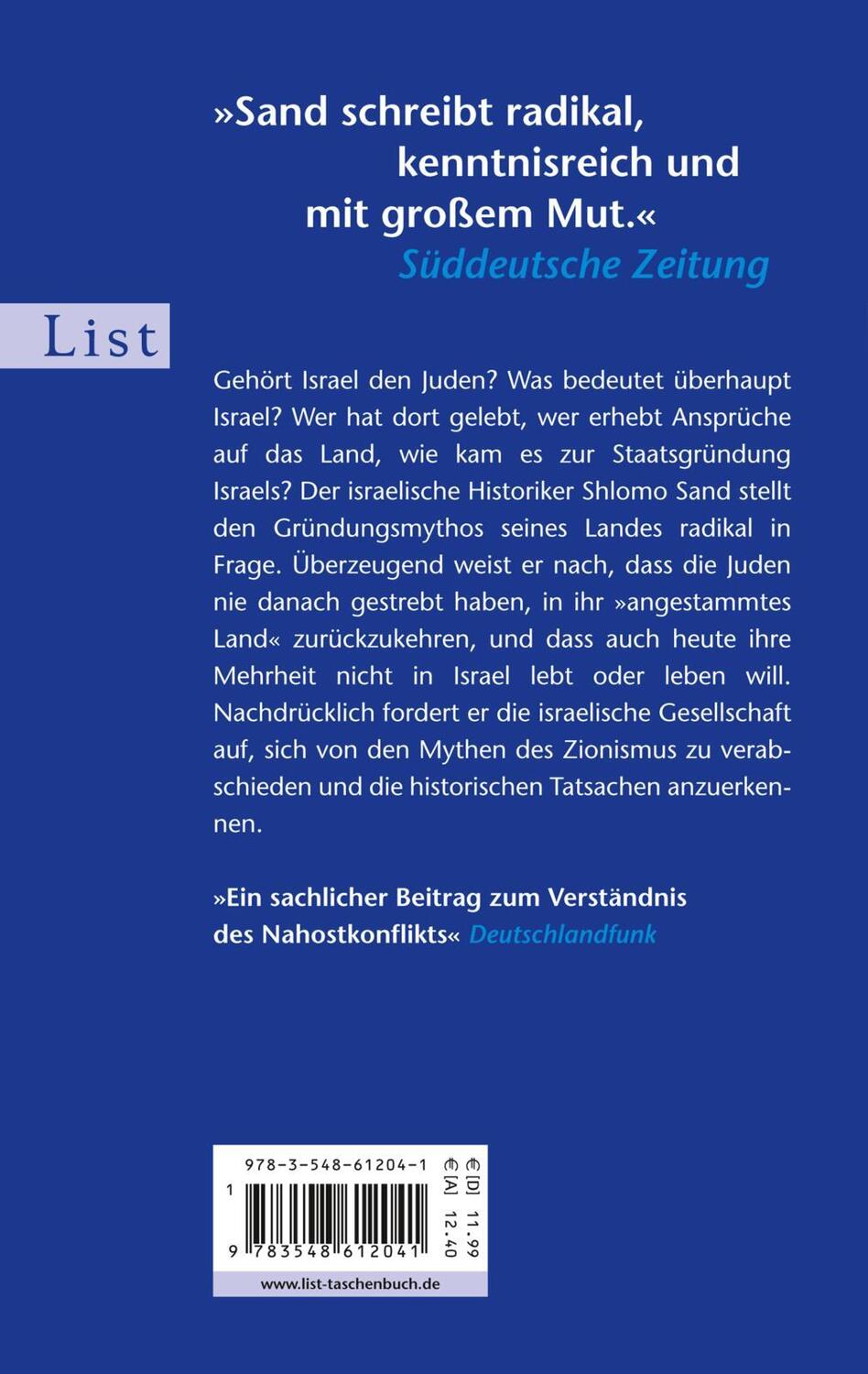 Rückseite: 9783548612041 | Die Erfindung des Landes Israel | Mythos und Wahrheit | Shlomo Sand