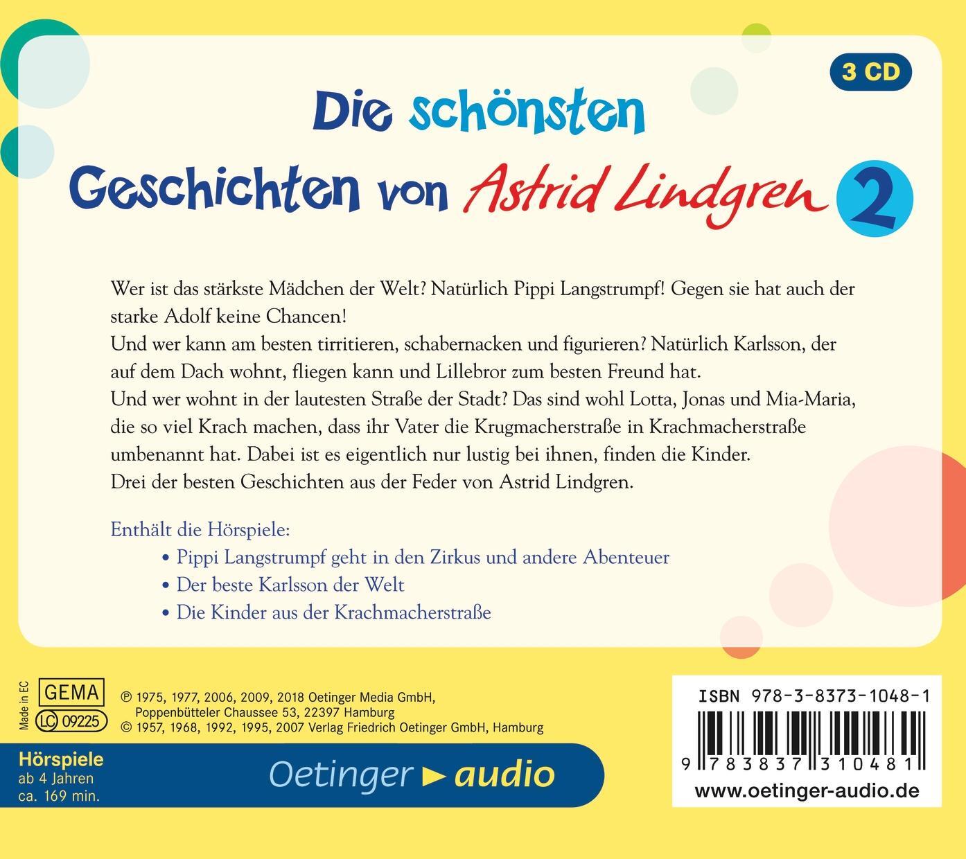 Rückseite: 9783837310481 | Die schönsten Geschichten von Astrid Lindgren 2 (3CD) | Lindgren | CD