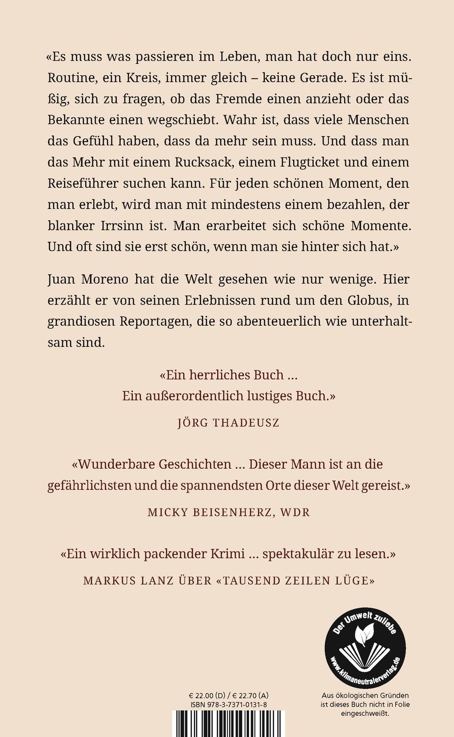 Rückseite: 9783737101318 | Glück ist kein Ort | Geschichten von unterwegs | Juan Moreno | Buch