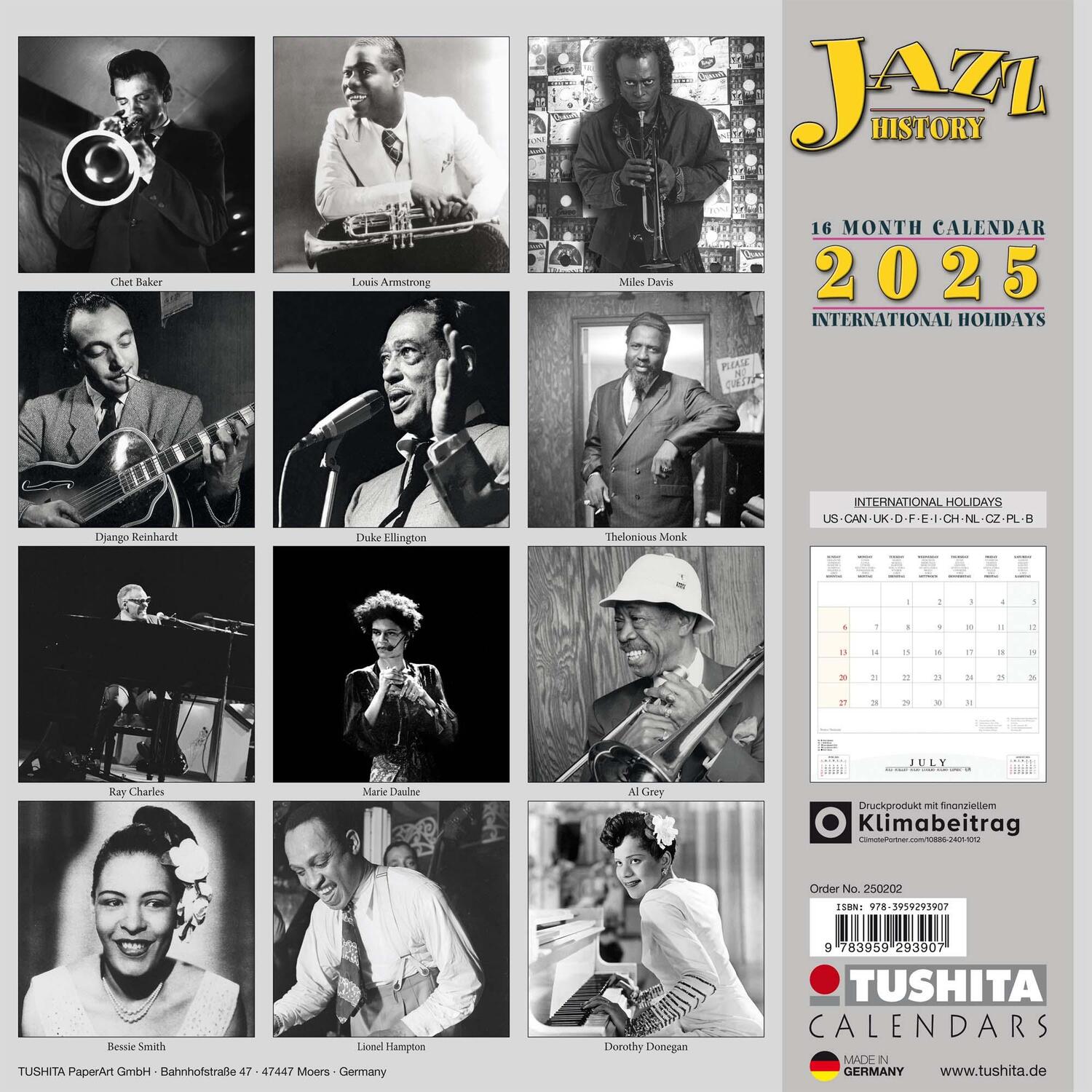 Rückseite: 9783959293907 | Jazz History 2025 | Kalender 2025 | Kalender | Media Illustration