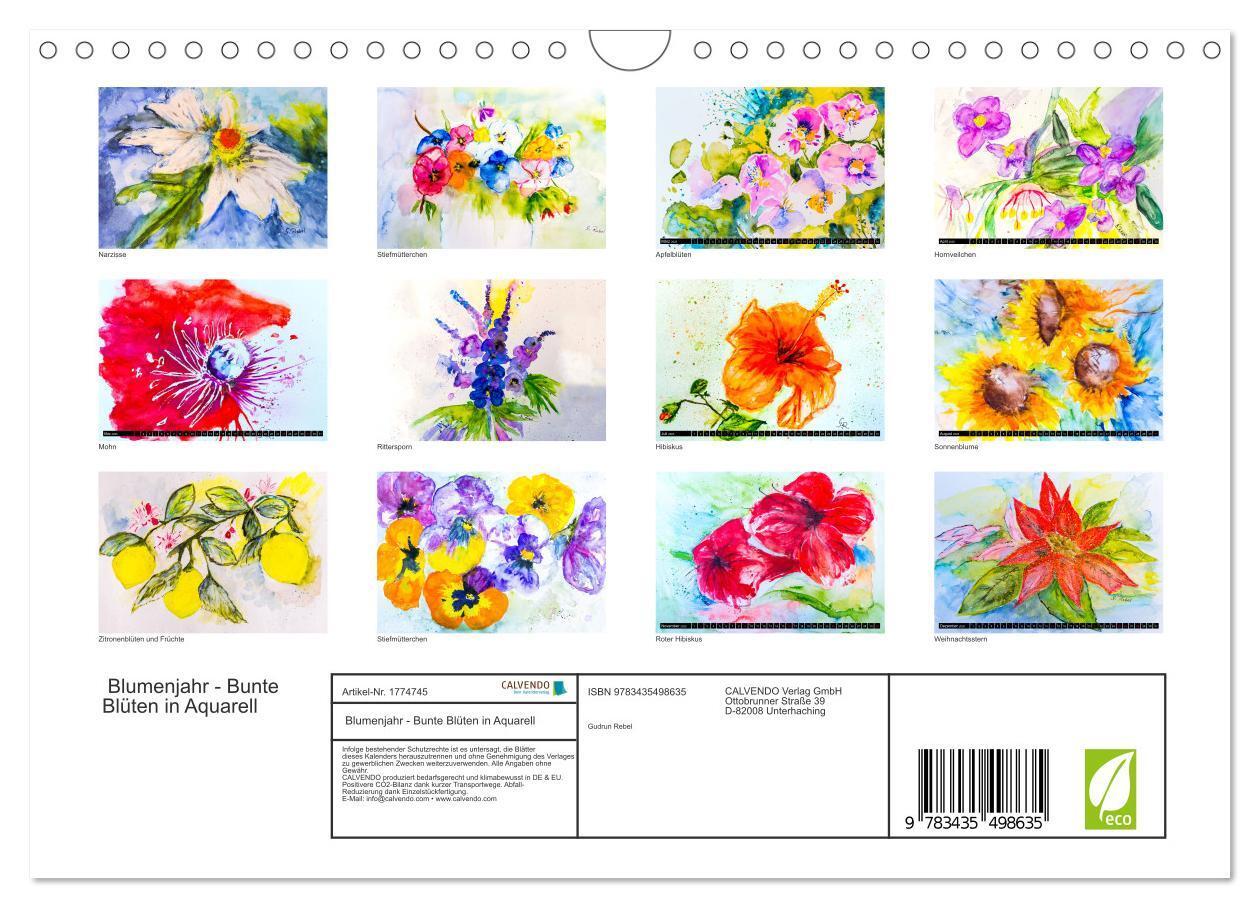 Bild: 9783435498635 | Blumenjahr - Bunte Blüten in Aquarell (Wandkalender 2025 DIN A4...