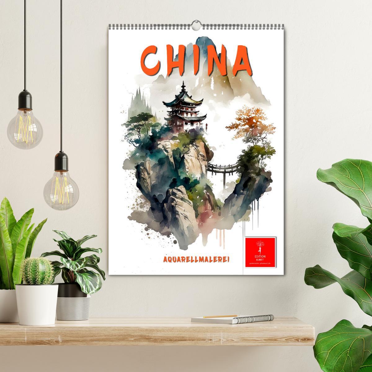 Bild: 9783435879342 | China - Aquarellmalerei (Wandkalender 2025 DIN A2 hoch), CALVENDO...