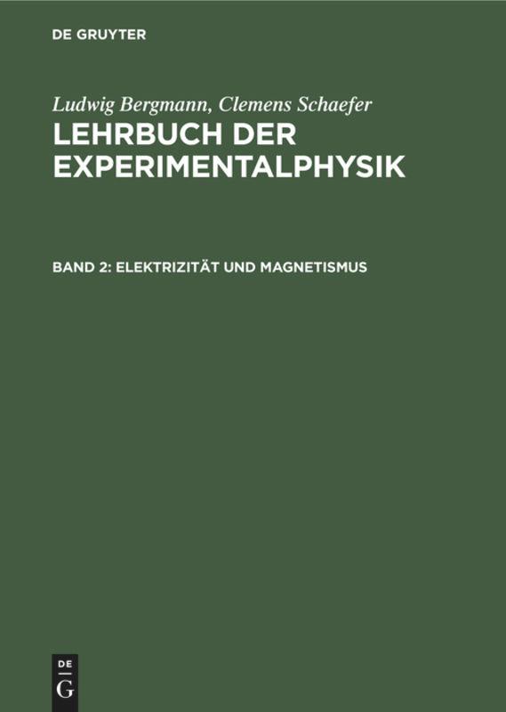 Cover: 9783110102611 | Elektrizität und Magnetismus | Klaus H. Gobrecht | Buch | Deutsch