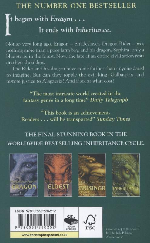 Rückseite: 9780552560252 | Inheritance 04. Inheritance | Christopher Paolini | Taschenbuch | 2012