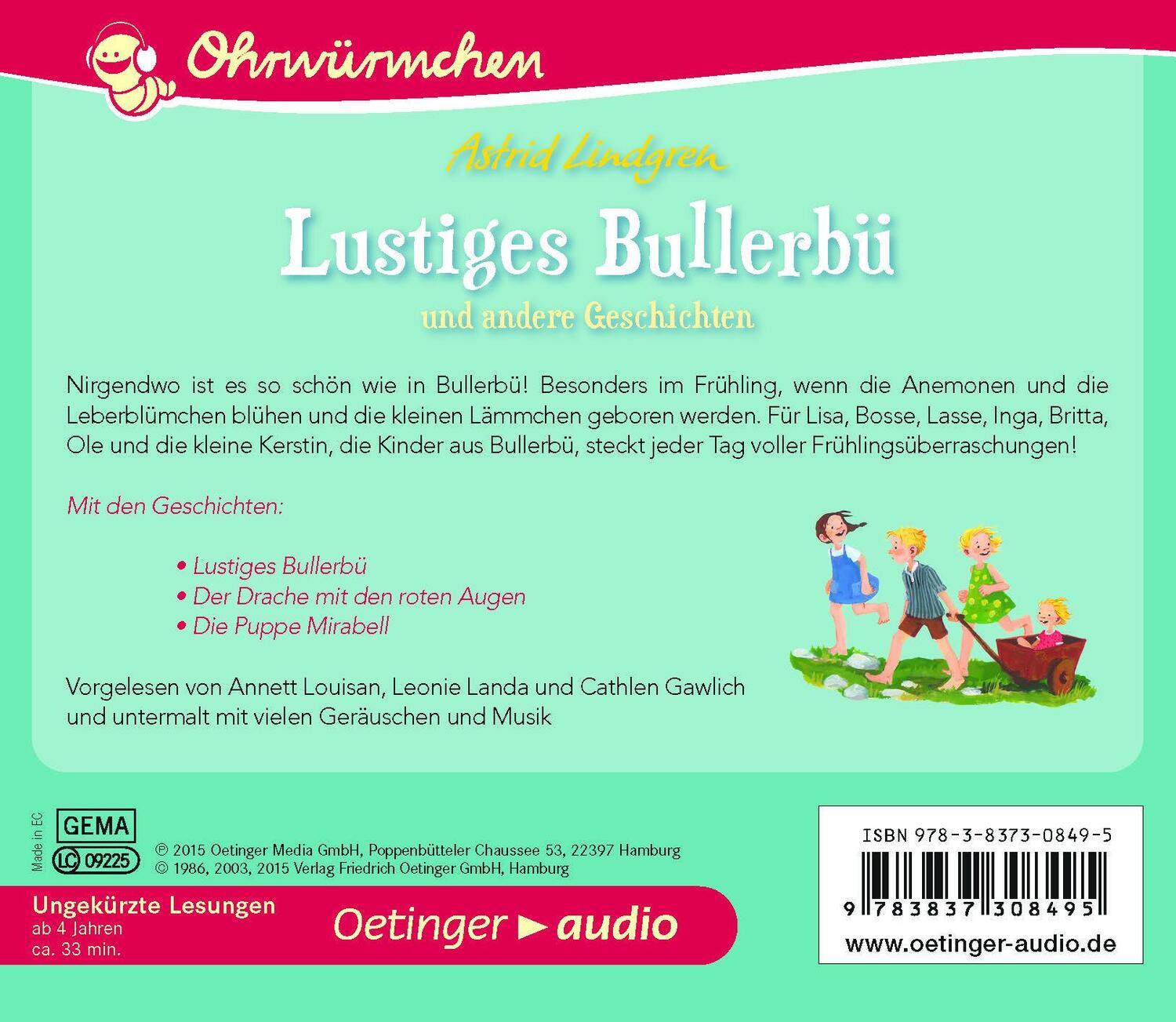 Rückseite: 9783837308495 | Lustiges Bullerbü und andere Geschichten (CD) | OHRWÜRMCHEN-Hörbuch