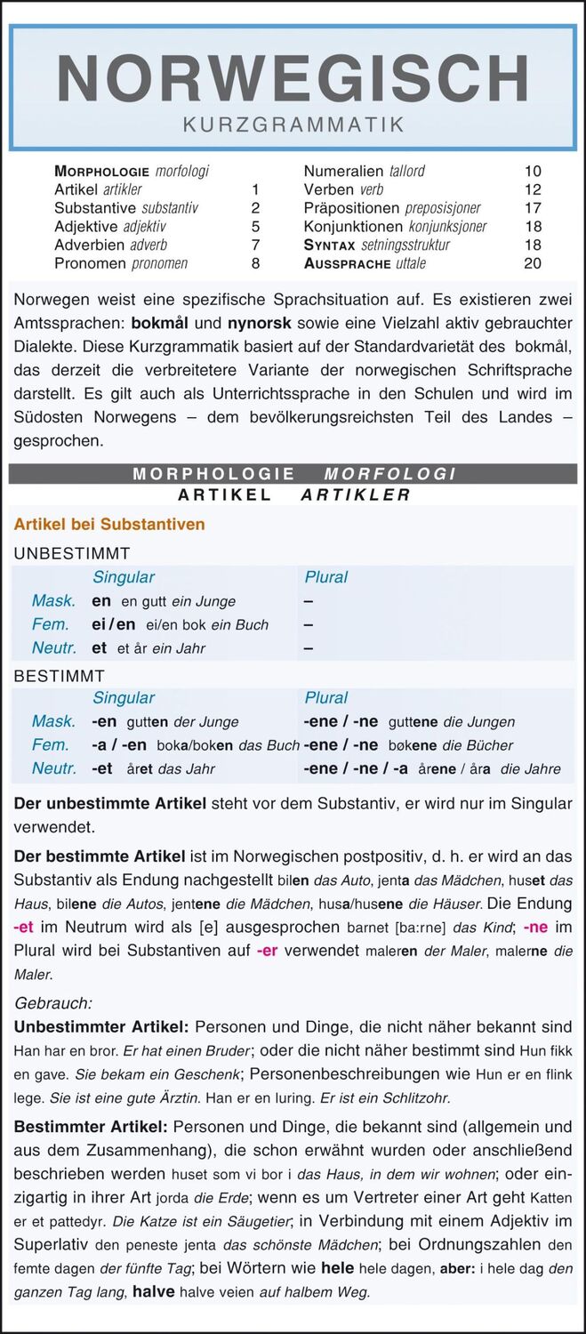 Cover: 9783804488861 | Norwegisch - Kurzgrammatik. Die komplette Grammatik anschaulich und...