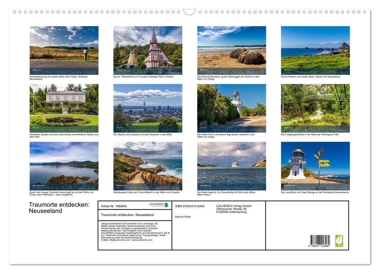 Bild: 9783457216460 | Traumorte entdecken: Neuseeland (Wandkalender 2025 DIN A2 quer),...