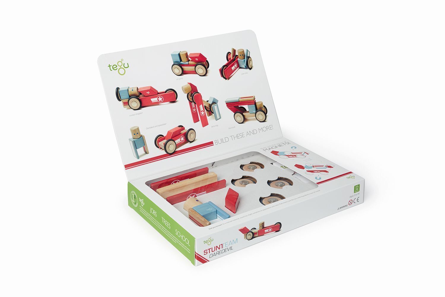 Bild: 853606003803 | TEGU - 12 Magnetische Holzbausteine Rennwagen | Stück | tegu