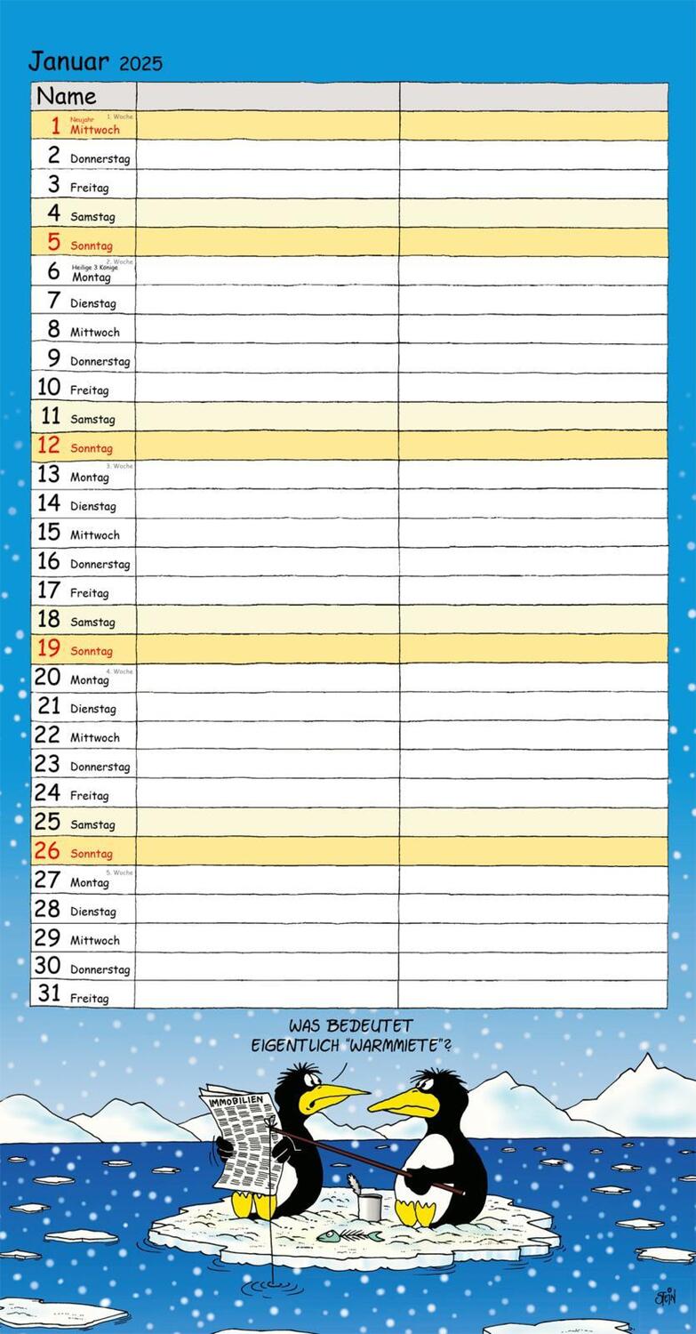 Bild: 9783830321811 | Uli Stein Timer für zwei 2025: Monatskalender für die Wand | Uli Stein