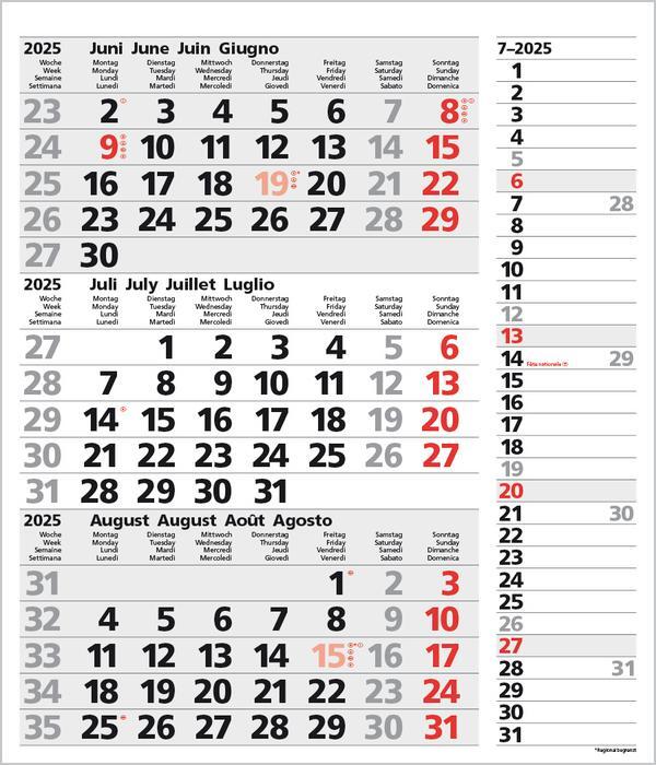 Bild: 9783731877554 | 3-Monats-Planer Combi Grau 2025 | Verlag Korsch | Kalender | 12 S.