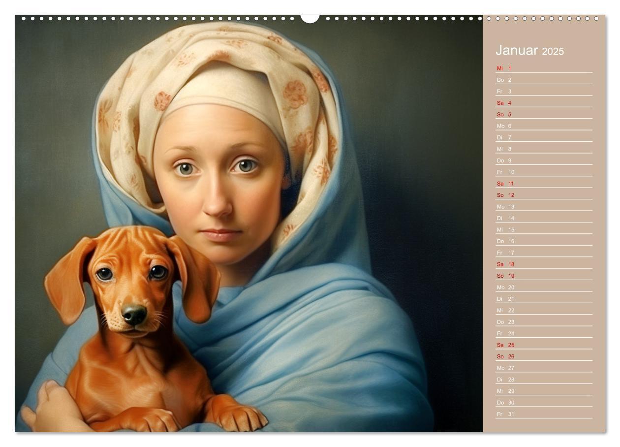 Bild: 9783435013876 | Dame mit Hund (Wandkalender 2025 DIN A2 quer), CALVENDO Monatskalender