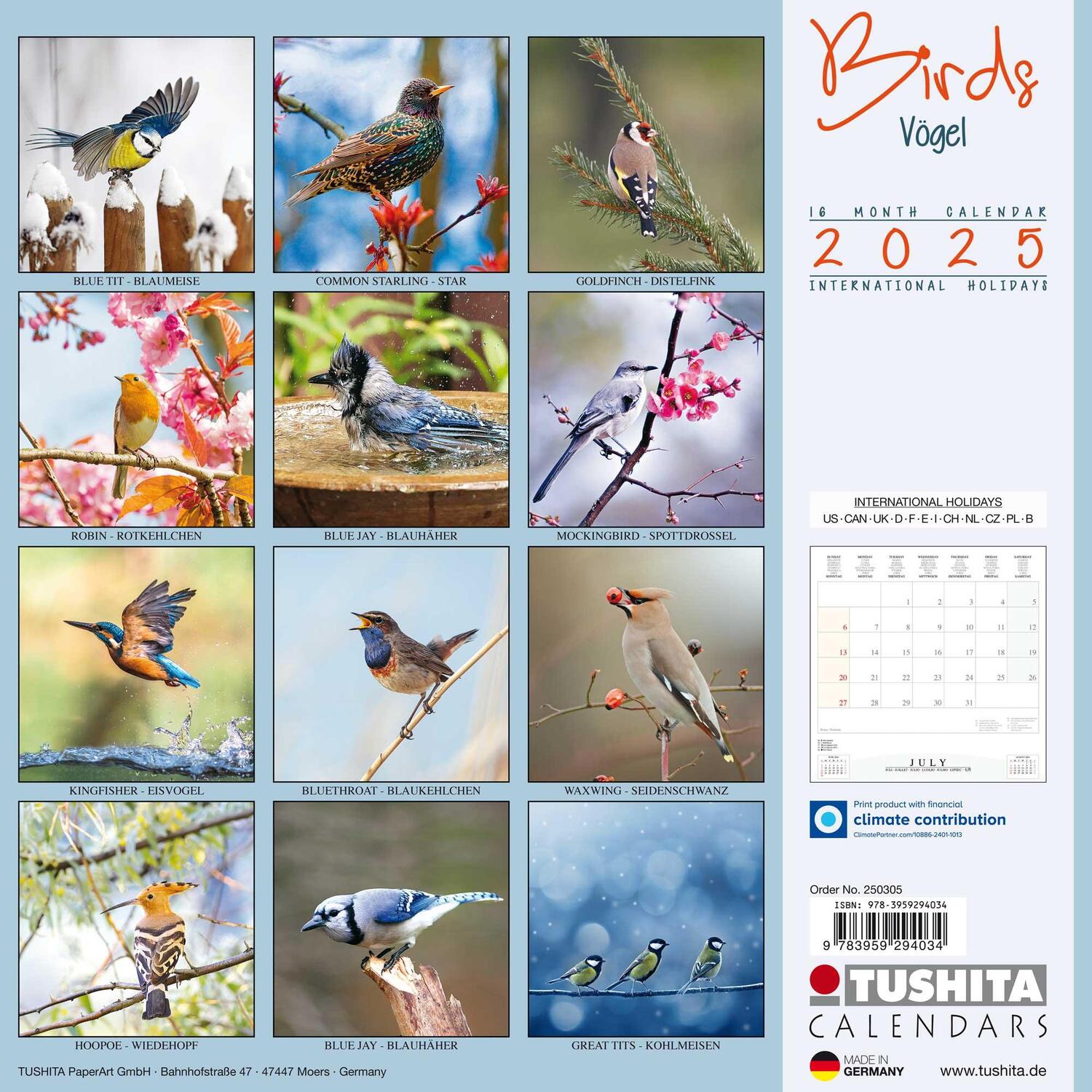 Rückseite: 9783959294034 | Birds 2025 | Kalender 2025 | Kalender | Wonderful World | 28 S. | 2025