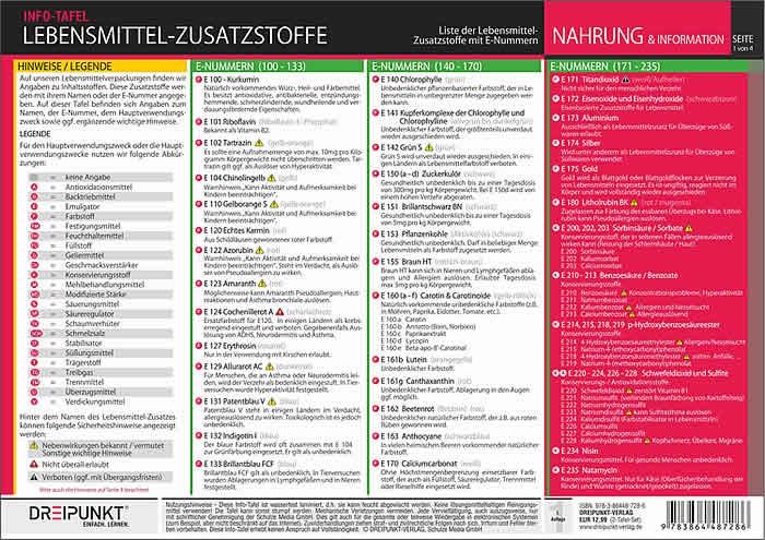 Bild: 9783864487286 | Info-Tafel-Set Lebensmittel-Zusatzstoffe | Schulze Media GmbH | 4 S.