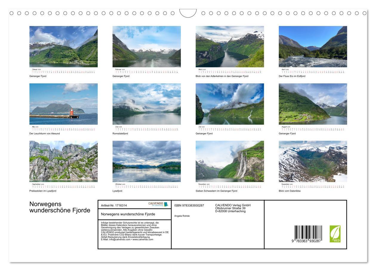 Bild: 9783383930287 | Norwegens wunderschöne Fjorde (Wandkalender 2025 DIN A3 quer),...