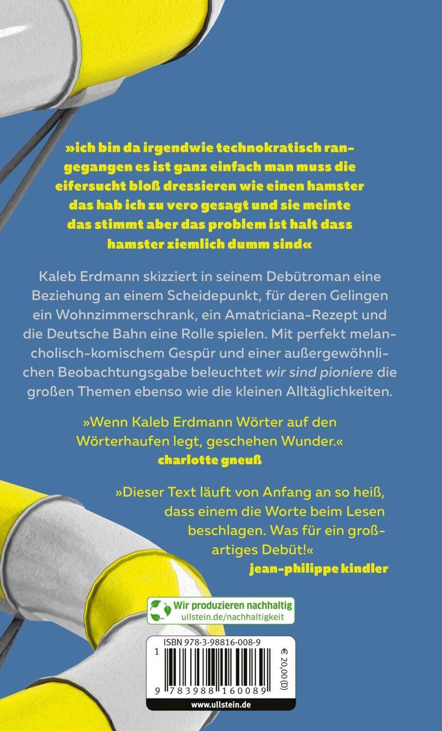 Rückseite: 9783988160089 | wir sind pioniere | Kaleb Erdmann | Buch | 176 S. | Deutsch | 2024