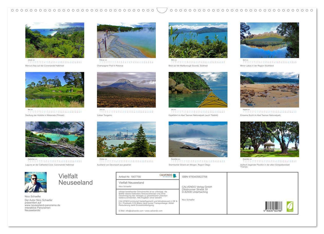 Bild: 9783435822768 | Vielfalt Neuseeland (Wandkalender 2025 DIN A2 quer), CALVENDO...