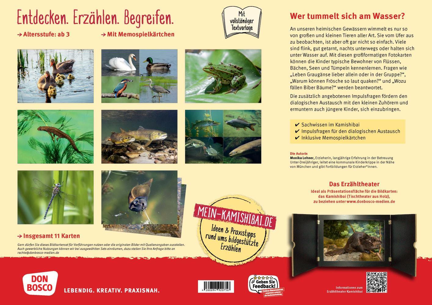 Bild: 4260694920756 | Frosch, Biber und Libelle. Tiere am Wasser. Kamishibai Bildkarten...