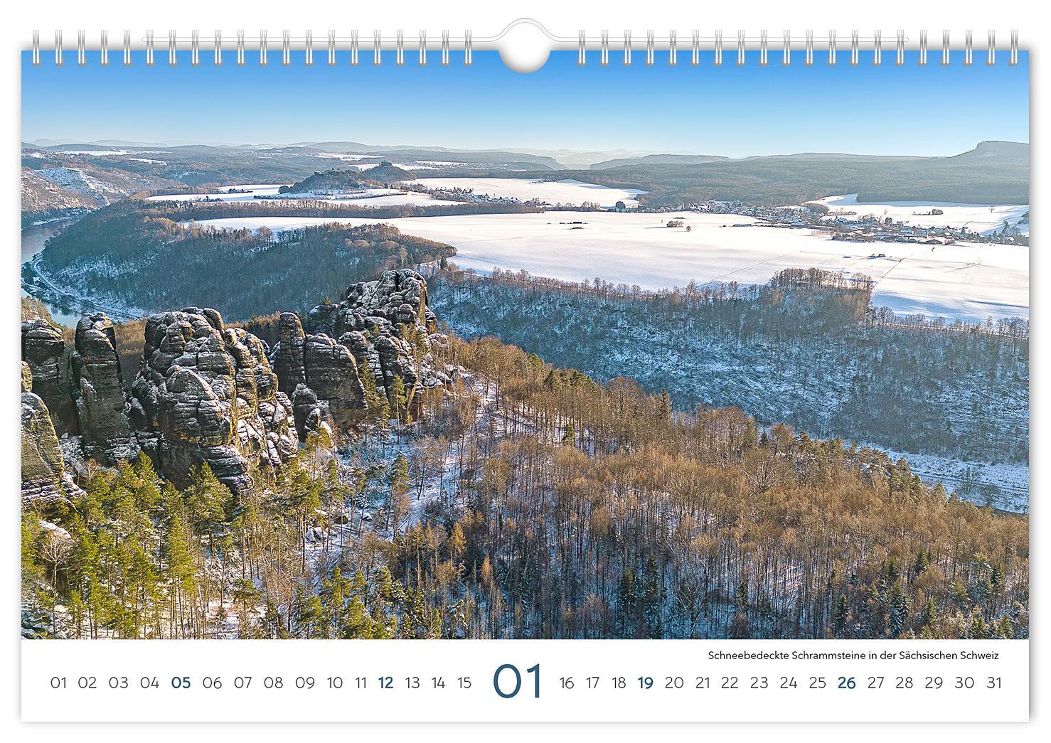 Bild: 9783910680692 | Kalender Sachsen 2025 | 30 x 20 cm weißes Kalendarium | Peter Schubert