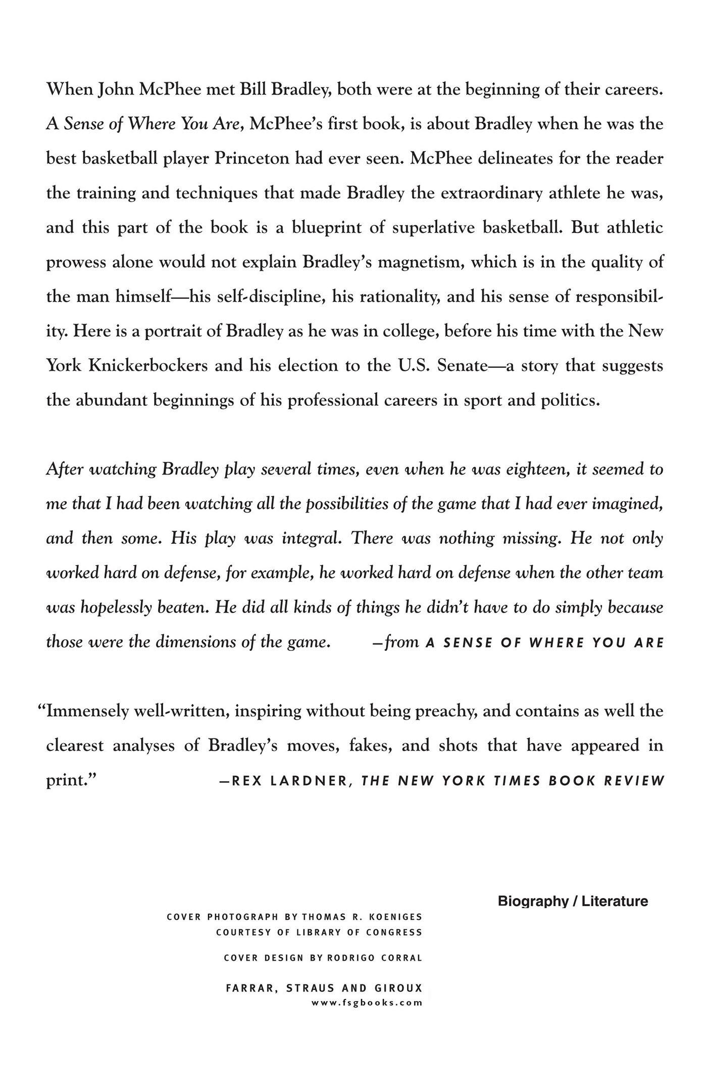 Rückseite: 9780374526894 | A Sense of Where You Are | Bill Bradley at Princeton | John Mcphee