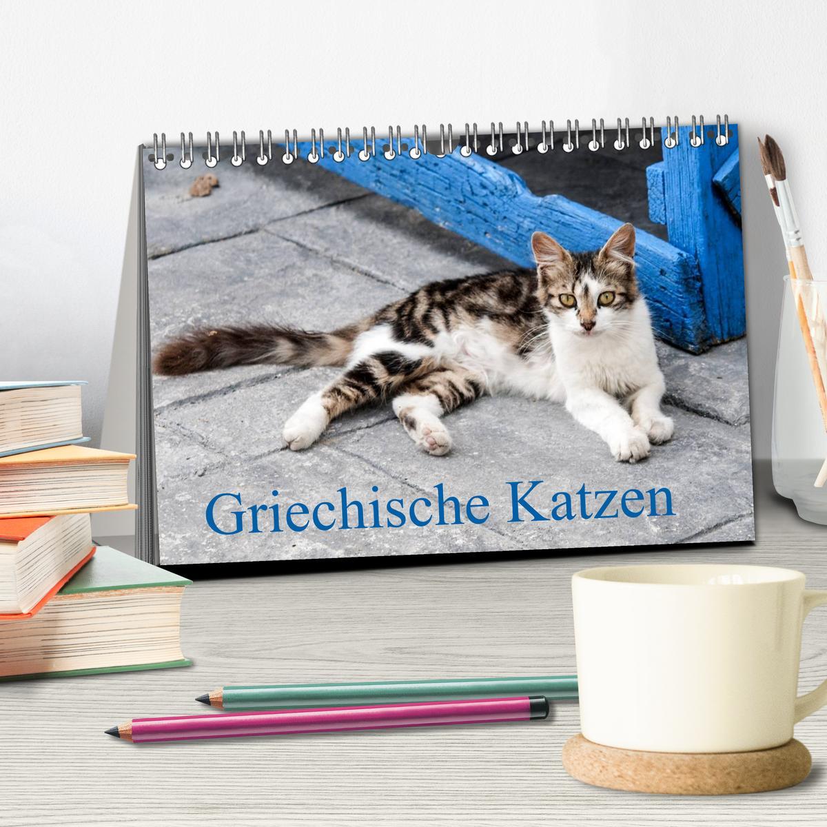 Bild: 9783435757626 | Griechische Katzen (Tischkalender 2025 DIN A5 quer), CALVENDO...