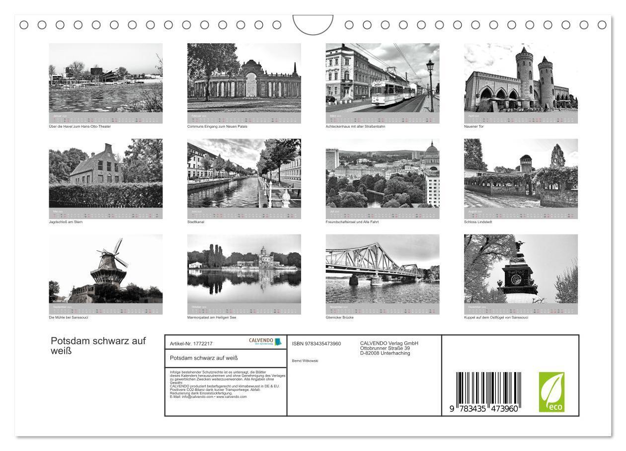 Bild: 9783435473960 | Potsdam schwarz auf weiß (Wandkalender 2025 DIN A4 quer), CALVENDO...