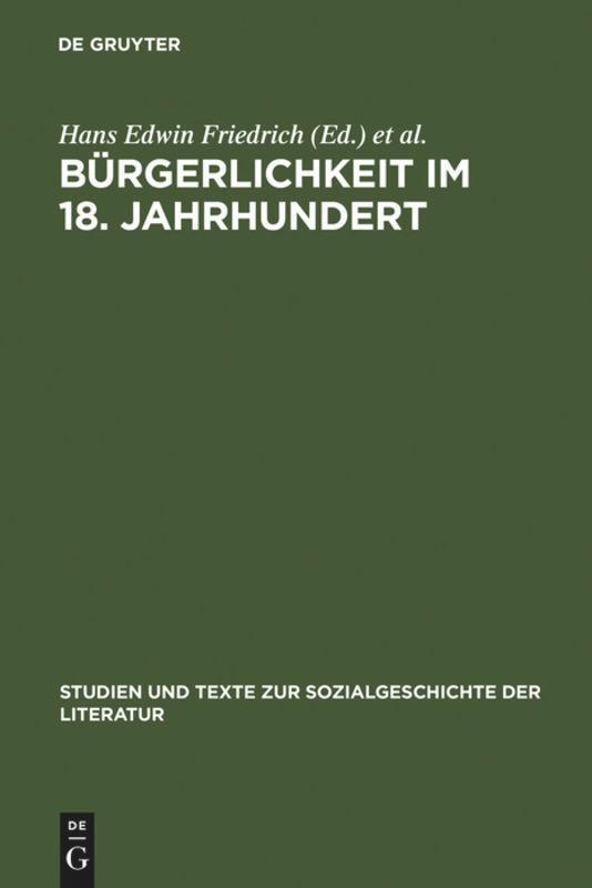 Cover: 9783484351059 | Bürgerlichkeit im 18. Jahrhundert | Hans Edwin Friedrich (u. a.) | XL