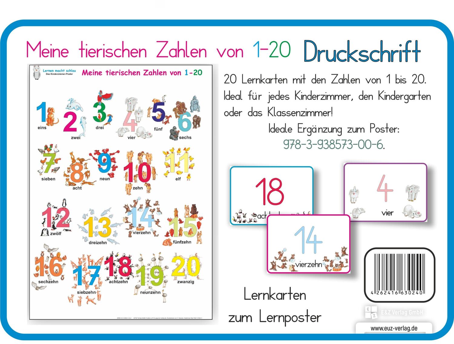 Rückseite: 4262416630240 | Meine tierischen Zahlen von 1-20 in Druckschrift | Helga Momm | Buch