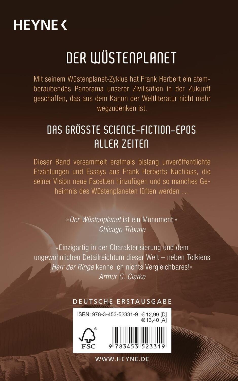 Bild: 9783453523319 | Träume vom Wüstenplaneten | Erzählungen | Frank Herbert | Taschenbuch