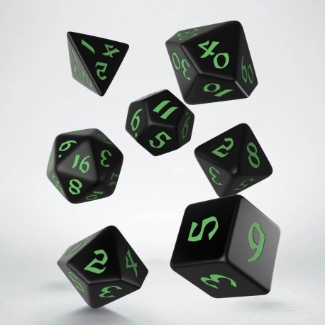 Cover: 5907699494262 | Classic Runic Black &amp; green Dice Set | QWOCLR21 | Q-Workshop