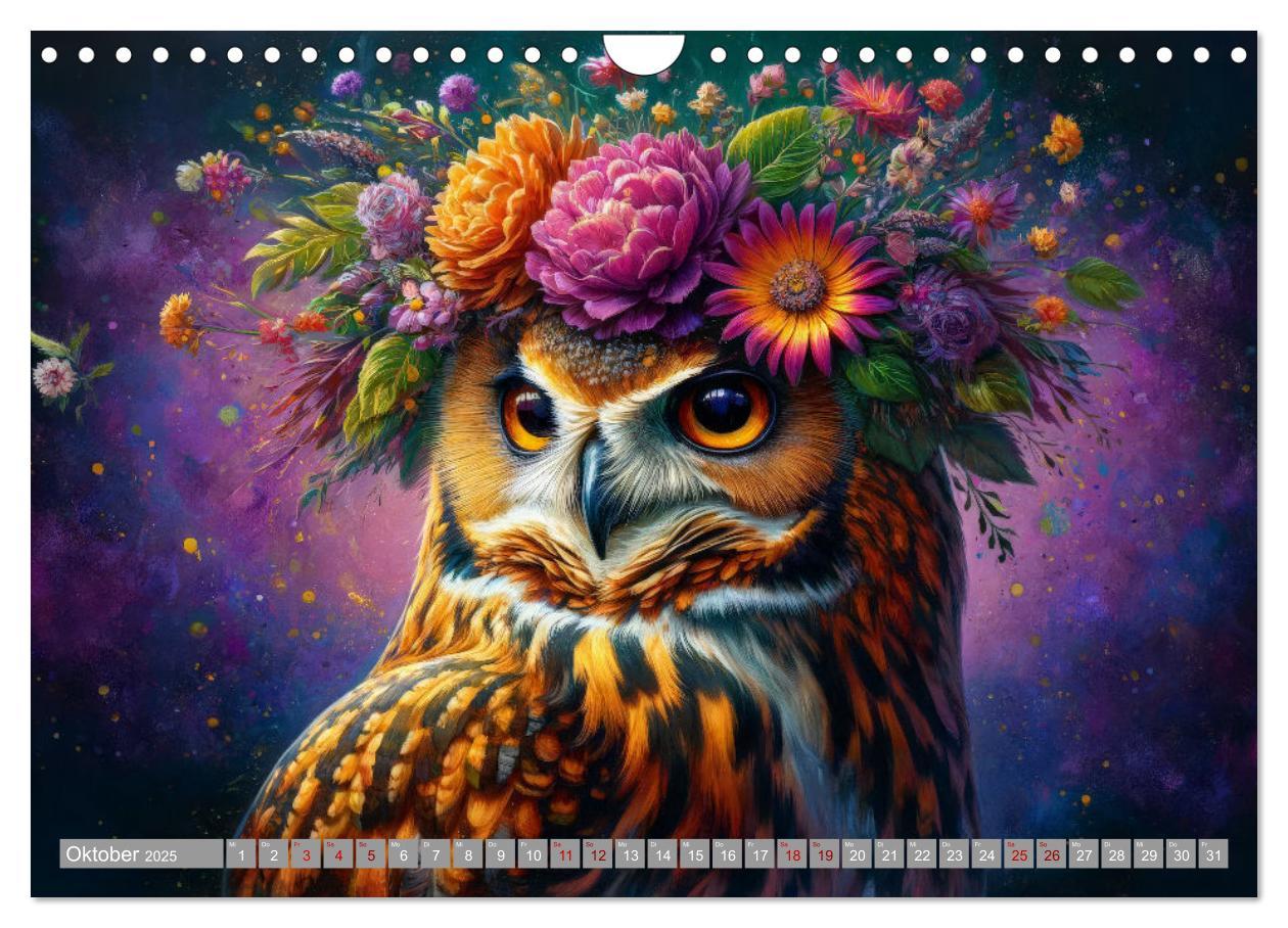 Bild: 9783457138687 | Blumige Vogelporträts (Wandkalender 2025 DIN A4 quer), CALVENDO...