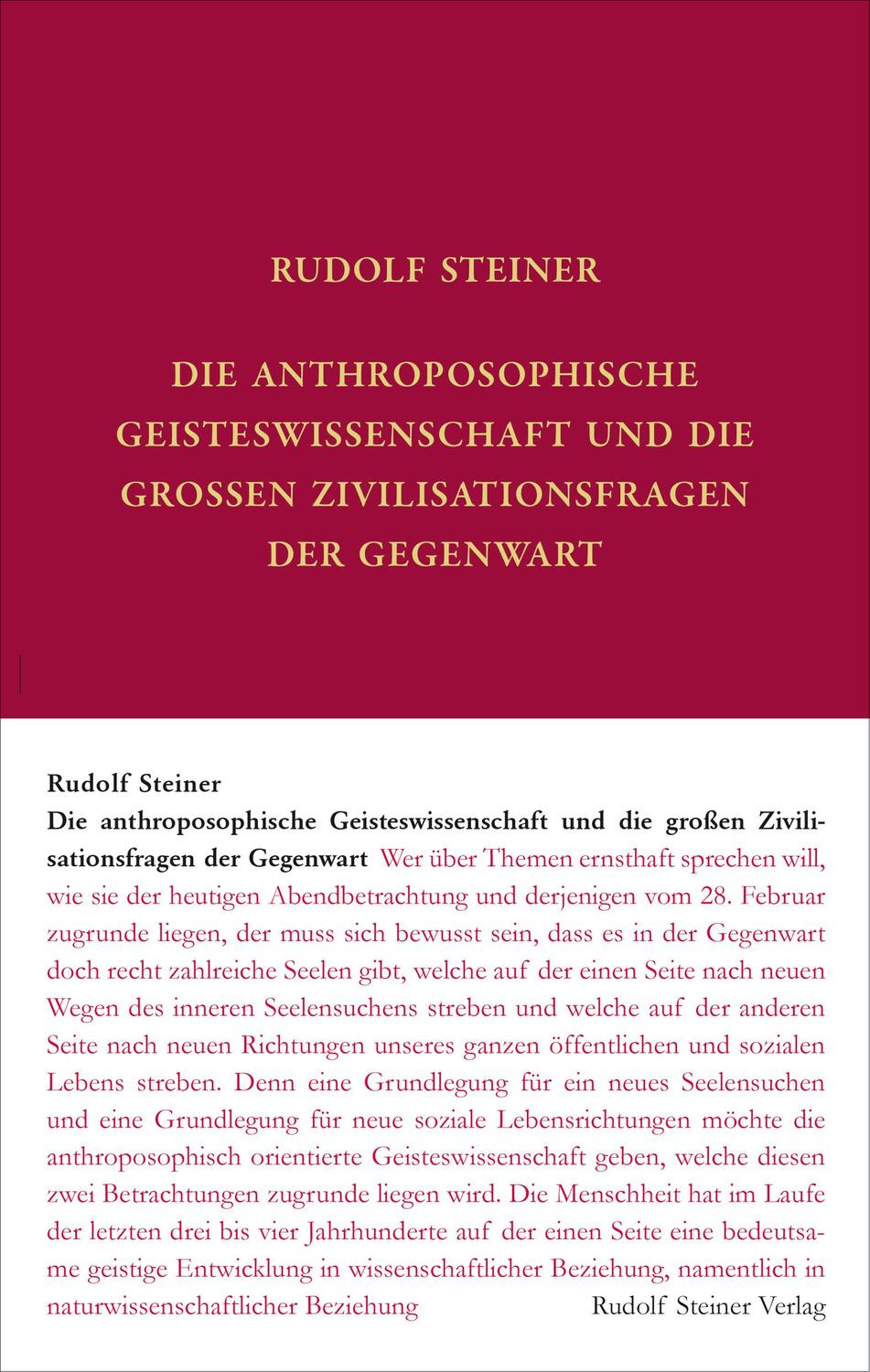 Cover: 9783727408083 | Die anthroposophische Geisteswissenschaft und die großen...