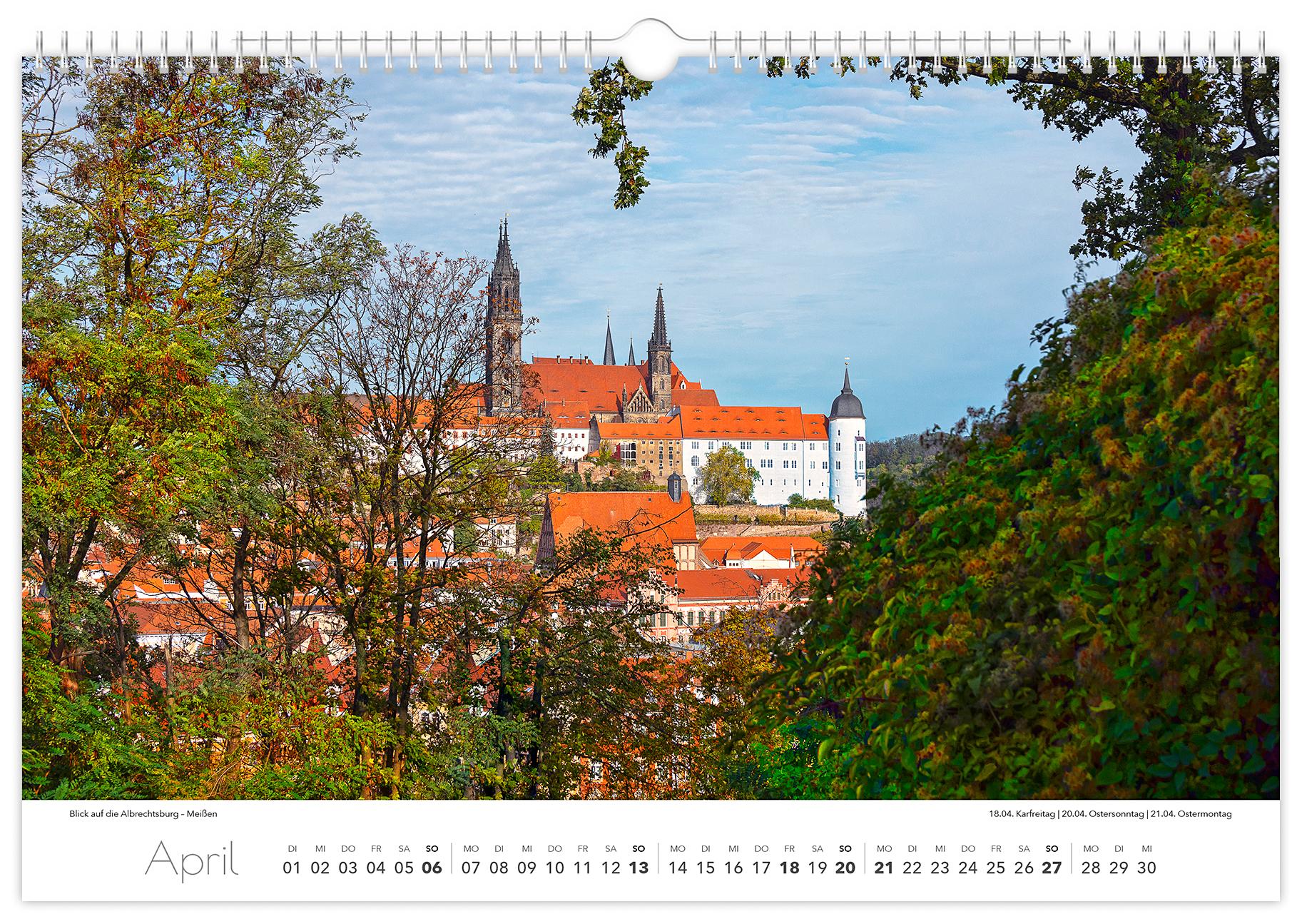 Bild: 9783910680500 | Kalender Dresden und Umgebung 2025 | 45 x 30 cm weißes Kalendarium