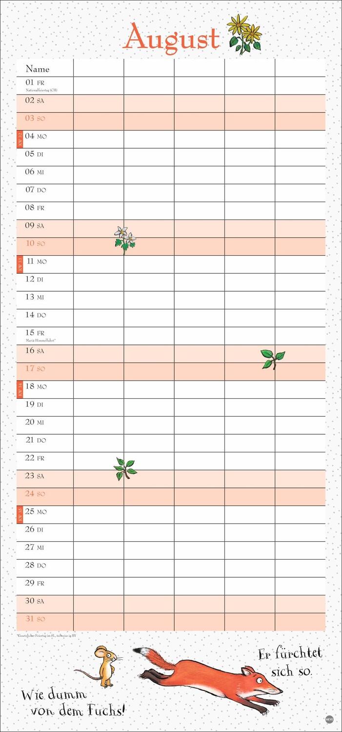 Bild: 9783756405923 | Der Grüffelo Familienplaner 2025 | Kalender | Familienplaner Athesia