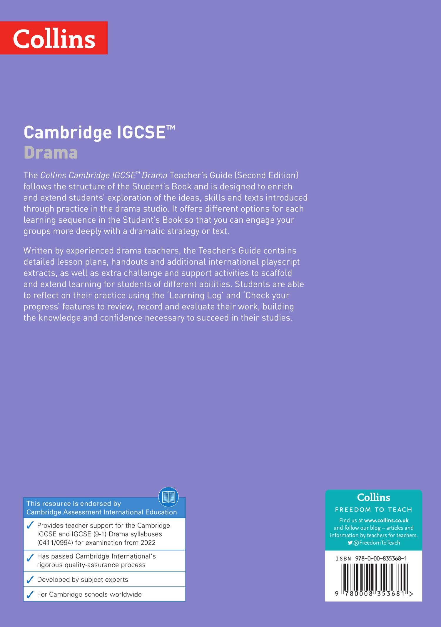 Rückseite: 9780008353681 | Cambridge IGCSE(TM) Drama Teacher's Guide | Emma Hollis (u. a.) | Buch